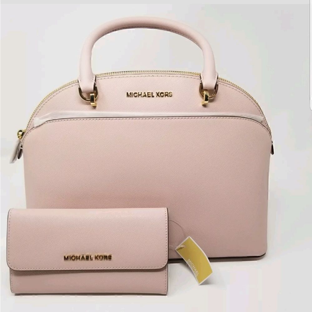 NWT Bundle Michael Kors 2pcs Emmy Large Dome Satchel Crossbody Handbag & Wallet